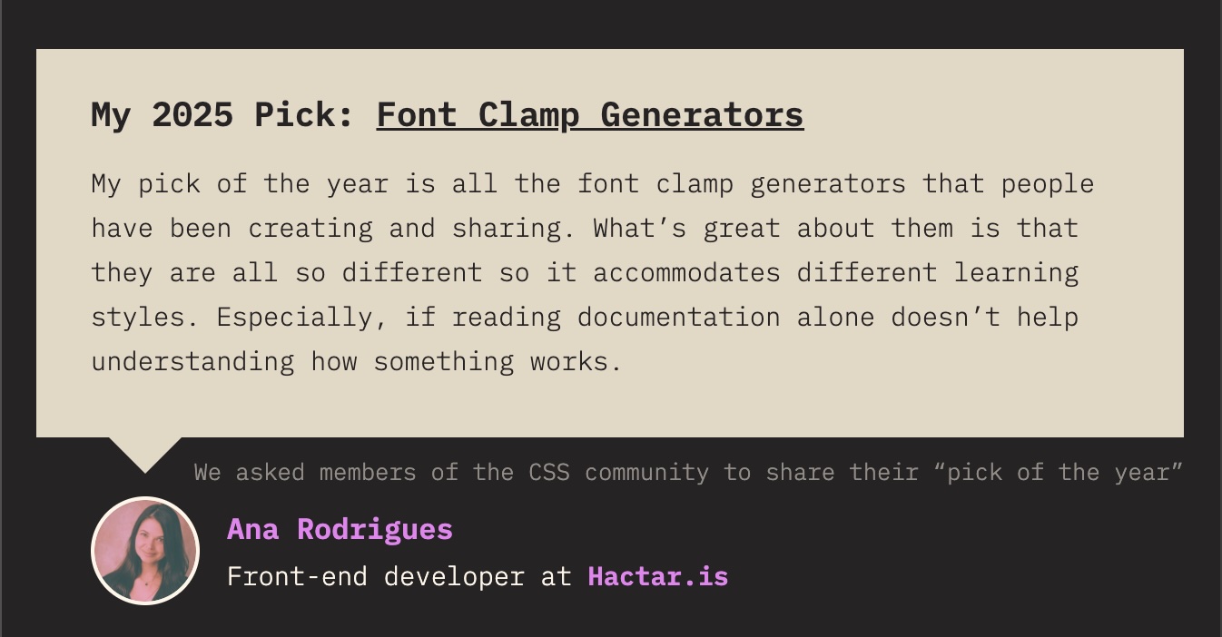 Screenshot of my quote on the State of CSS Survey