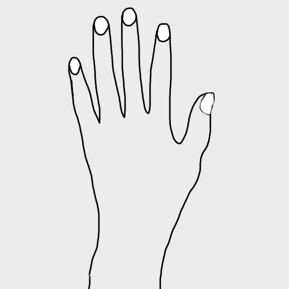 Illustration of hands with the nails with no colour.